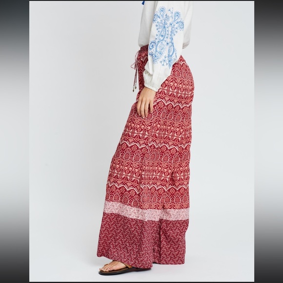 TIGERLILY Nivi Red Boho Print High Waisted Wide Leg Pants RRP$199 - Picture 5 of 16